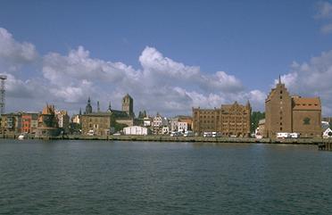 Blick auf den Hafen von Stralsund
